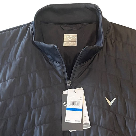 NWT Callaway Caviar Quilted Full Zip Performance Golf Vest Mens XL Black - Picture 2 of 12